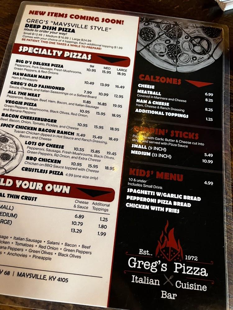 Greg's Pizza Menu image 3